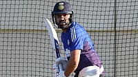 X/ BCCI : Rohit Sharma during net practice ahead of India vs Australia 1st ODI in Perth