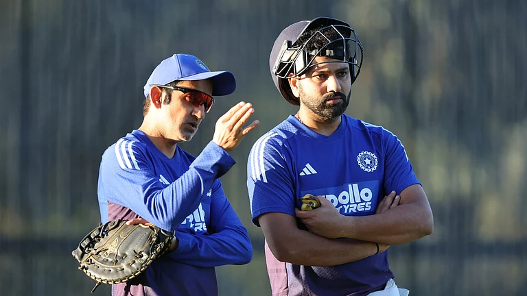 India coach Gautam Gambhir with former captain Rohit Sharma ahead of the Australia ODIs - X/BCCI