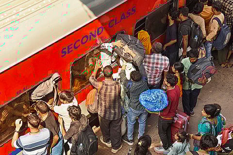 Passengers rush during festive season