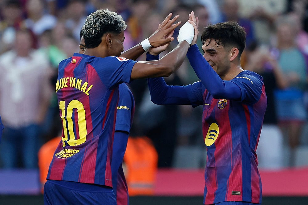 Spain soccer La liga Barcelona vs Girona match photos_ Lamine Yamal