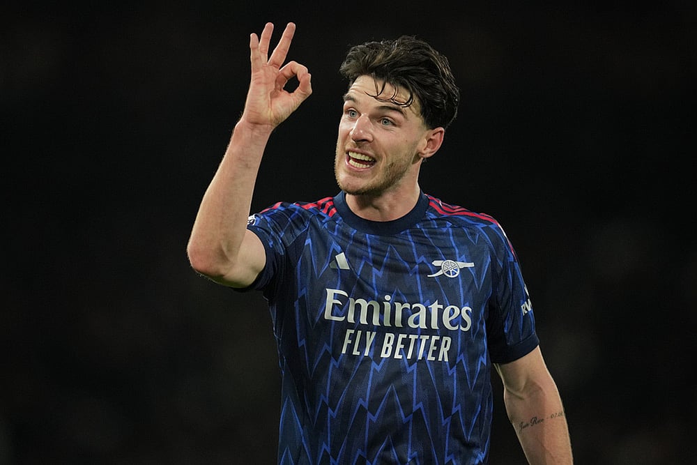 Britain soccer Premier League Arsenal Vs Fulham match photos_Declan Rice 