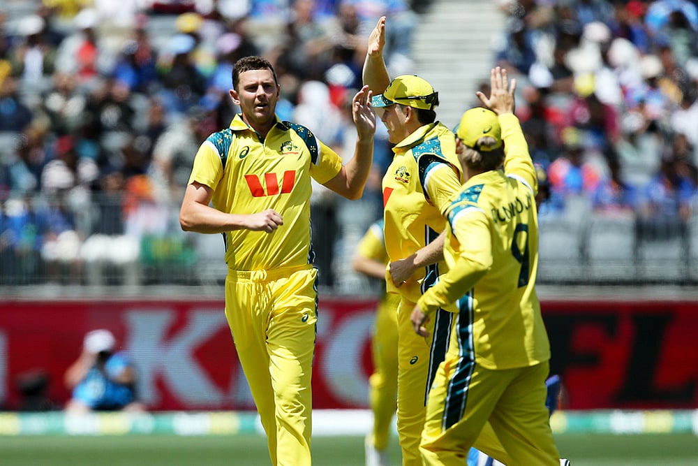 Indias tour of Australia IND Vs AUS 1st ODI Cricket photos from perth_ Josh Hazlewood 