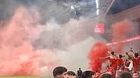 X/Israel Police : A screengrab from a video shared by Israel police of the disturbances before kick-off in the Israeli Premier League derby between Maccabi Tel Aviv and Hapoel Tel Aviv.