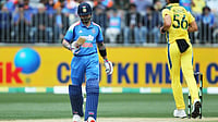 | Photo: AAPImage/David Woodley via AP : India's Virat Kohli, left, walks off after being dismissed by Australia's Mitchell Starc during the one day international cricket match between Australia and India in Perth Australia, Sunday, Oct. 19, 2025. 
