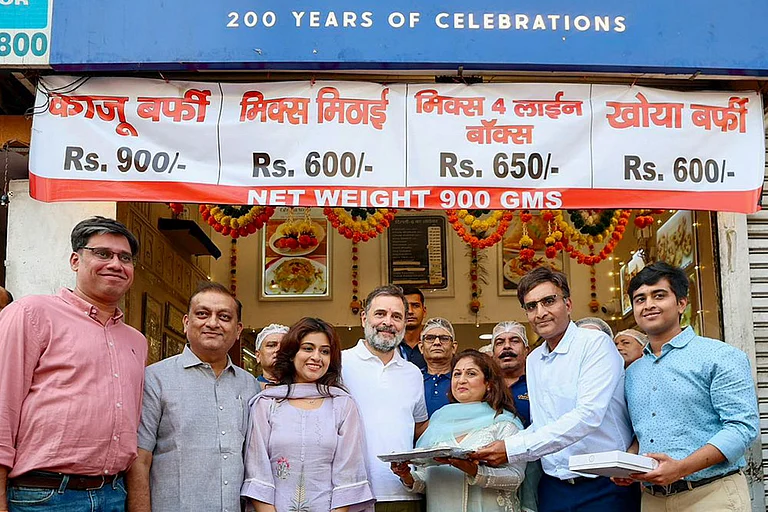Rahul Gandhi celebrates Diwali - | Photo: AICC via PTI