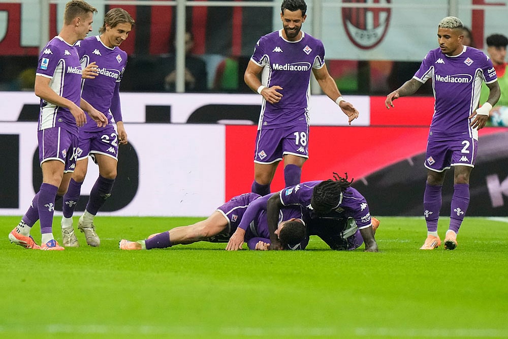 Serie A Soccer Match: AC Milan vs Fiorentina
