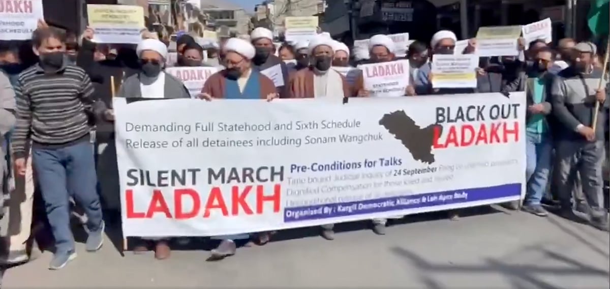 Silent protest march held in Kargil on 18 October, organised by KDA. - X