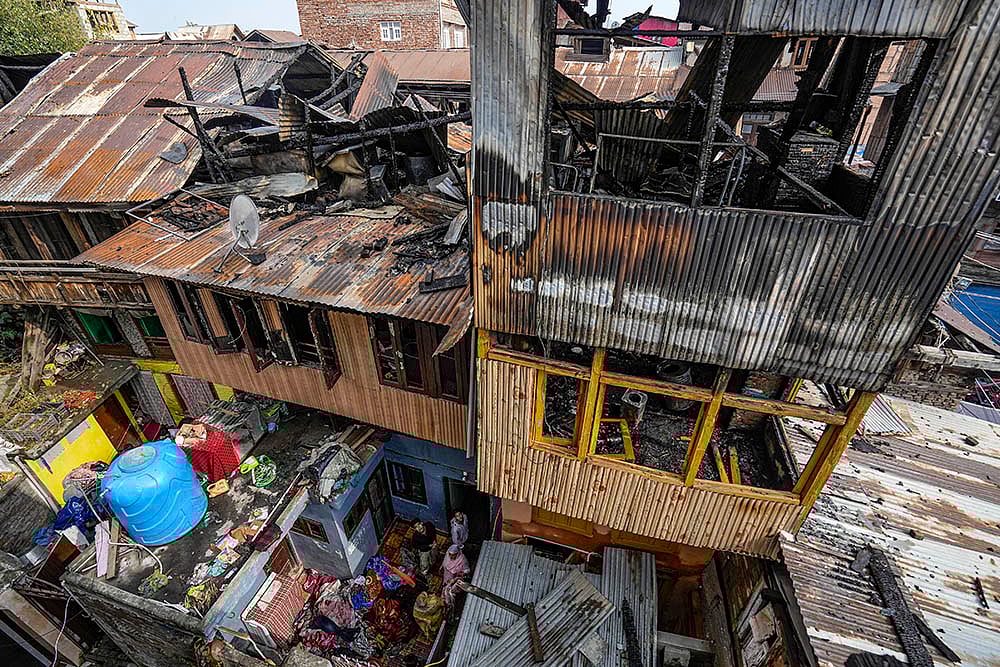 Aftermath of fire in Srinagar’s Fateh Kadal