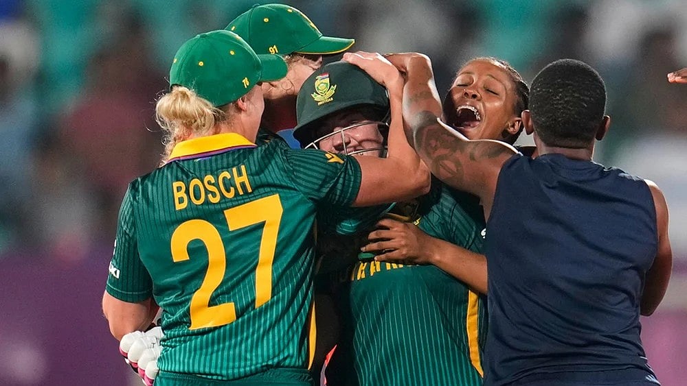 | Photo: AP/Aijaz Rahi : ICC Women's World Cup 2025: South Africa have qualified for the semis.