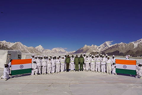 Dy Air Staff Chief AK Bharti at Siachen Glacier