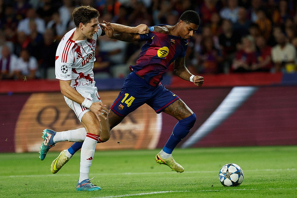 Spain soccer UEFA Champions League 2025-26 Barcelona Vs Olympiacos_Marcus Rashford