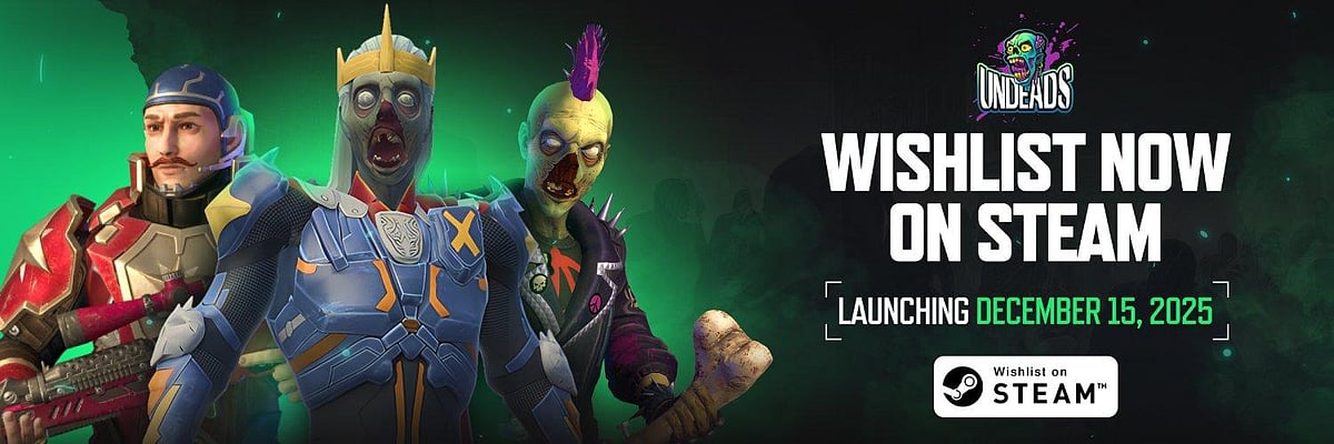 Undeads Games promo with characters and Steam logo
