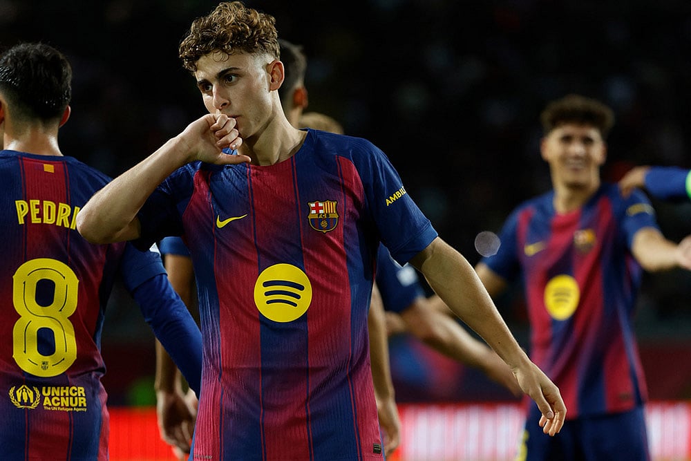 Spain soccer UEFA Champions League 2025-26 Barcelona Vs Olympiacos_Fermin Lopez