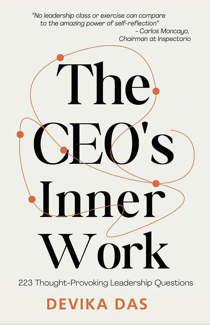 Book cover: The CEOs Inner Work: 223 Thought-Provoking Leadership Questions by Devika Das