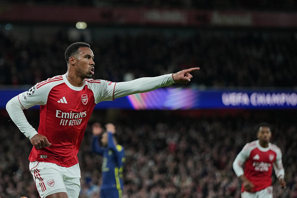 Britain soccer UEFA Champions League 2025-26 Arsenal Vs Atletico Madrid_Gabriel 