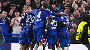 Chelsea celebrate a goal against Ajax