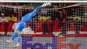 Vicario makes a fine stop for Tottenham