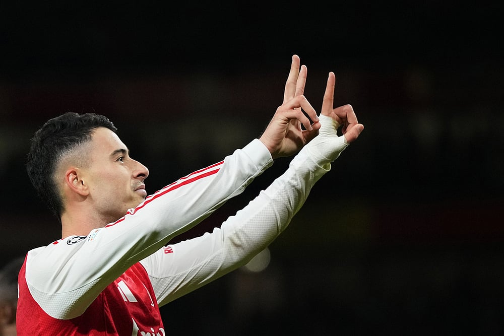 Britain soccer UEFA Champions League 2025-26 Arsenal Vs Atletico Madrid_Gabriel Martinelli