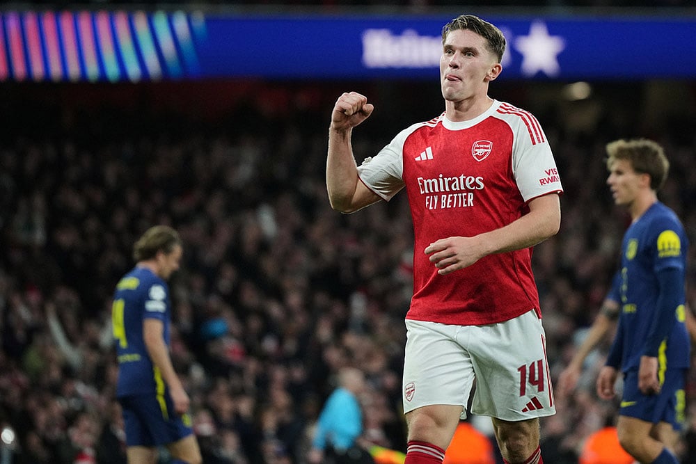 Britain soccer UEFA Champions League 2025-26 Arsenal Vs Atletico Madrid_Viktor Gyoekeres 