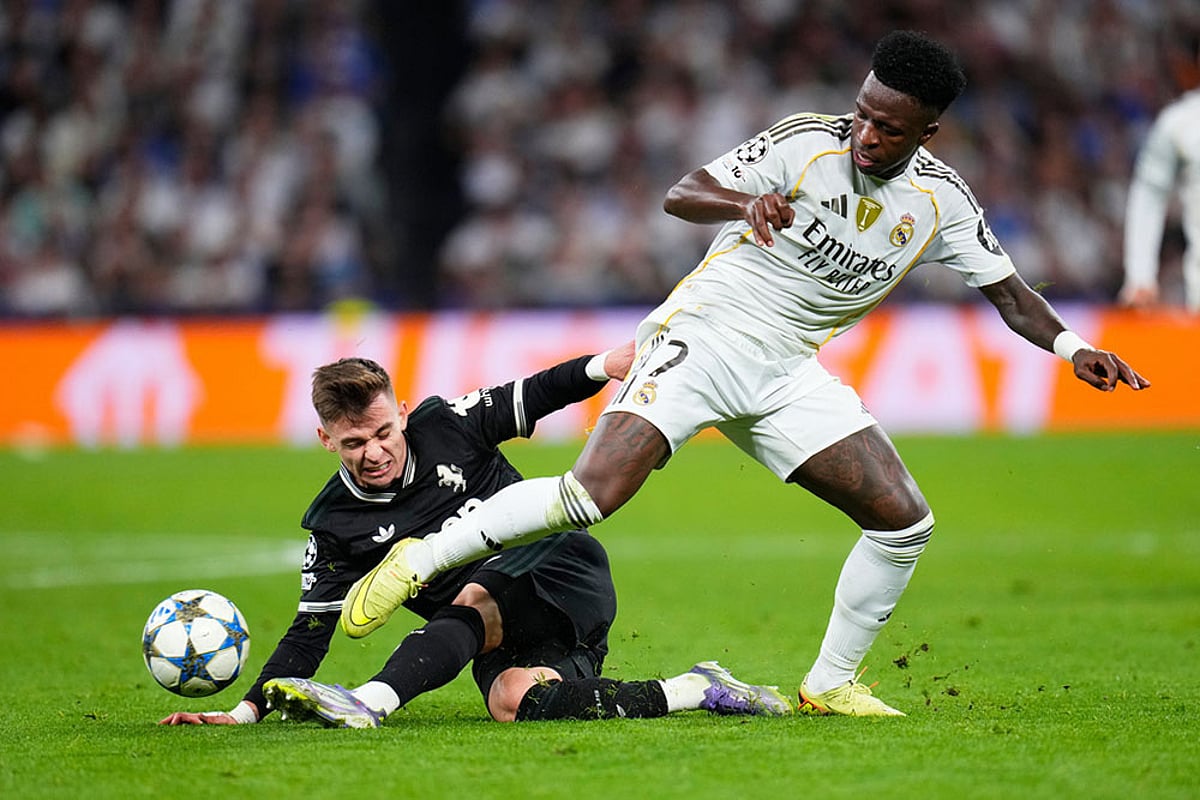 UEFA Champions League football match Real Madrid Vs Juventus_Vinicius Junior