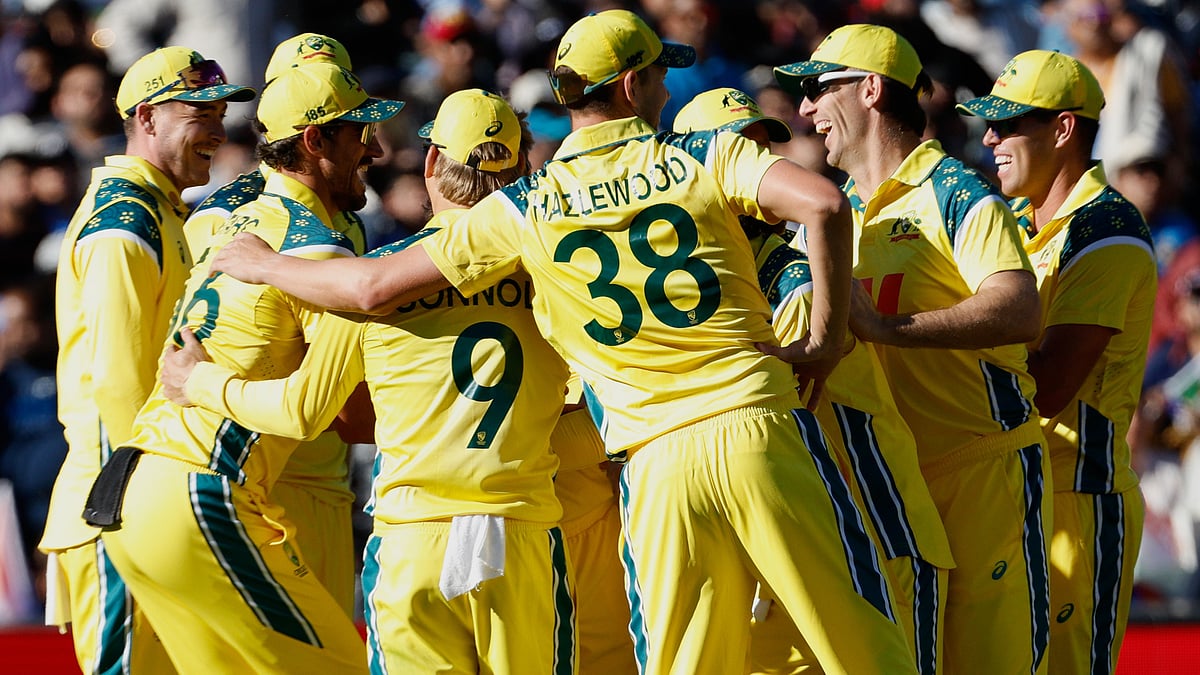| Photo: AP/James Elsby : Australian players react during the one day international cricket match between Australia and India in Adelaide, Australia, Thursday, Oct. 23, 2025.