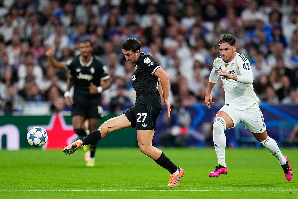 UEFA Champions League football match Real Madrid Vs Juventus_Raul Asencio