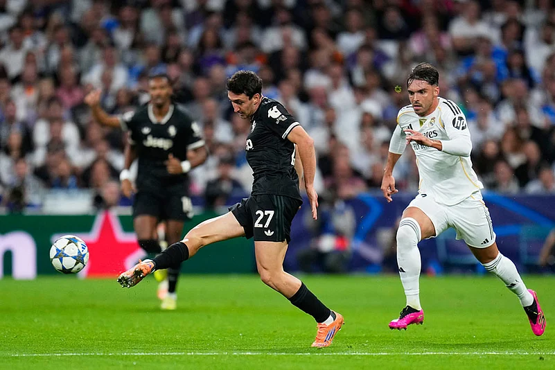 UEFA Champions League football match Real Madrid Vs Juventus_Raul Asencio