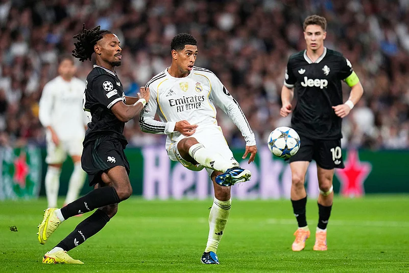 UEFA Champions League football match Real Madrid Vs Juventus_Khephren Thuram