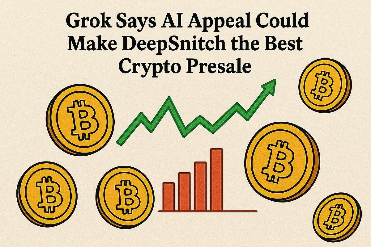 Grok Says AI Appeal Could Make DeepSnitch the Best Crypto Presale text over crypto chart.