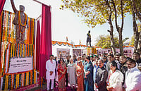 PTI : Himachal Pradesh chief minister Sukhvinder Singh Sukhu, Congress MPs Sonia Gandhi, Priyanka Gandhi Vadra and other leaders during the statue unveiling ceremony of former state chief minister Virbhadra Singh in Shimla on October 13, 2025. 