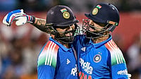 PTI : Rohit Sharma, left, celebrates his century with teammate Virat Kohli during the third ODI between India and Australia, at the Sydney Cricket Ground.