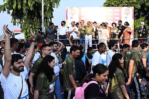 Chief of the Army Staff General Upendra Dwivedi during the 'Shauryaveer: Run for India' marathon, in New Delhi.