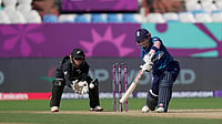 England Vs New Zealand LIVE Score, ICC Women’s World Cup 2025: Jones, Beaumont Lead 169-Run Chase | ENG-W 55/0 (11) | Photo: AP/Mahesh Kumar A. : England's Tammy Beaumont plays a shot during the ICC Women's Cricket World Cup match between England and New Zealand at ACA–VDCA Cricket Stadium in Visakhapatnam, India, Sunday, Oct. 26, 2025.