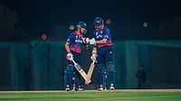 Nepal Vs USA Live Streaming, ICC Cricket World Cup League Two: When, Where To Watch Match 86 In Dubai | Photo: X/CricketNep : Nepal players in action against Oman during the ICC T20 World Cup Qualifier match on October 15, 2025.
