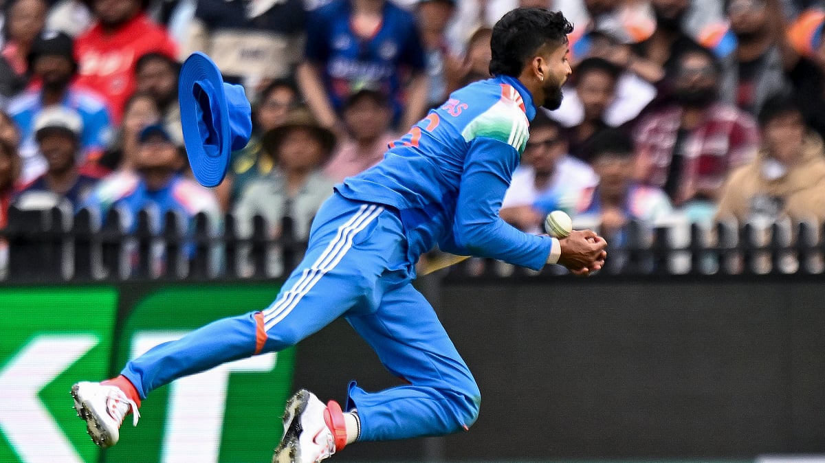 PTI : Shreyas Iyer takes a catch to dismiss Alex Carey during the third ODI between India and Australia at the Sydney Cricket Ground.
