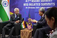 | Photo: @DrSJaishankar/X via PTI  : External Affairs Minister S Jaishankar speaks with Malaysian Foreign Minister Mohamad Haji Hasan during the 47th ASEAN Summit and Related Summits, in Kuala Lumpur, Malaysia. 