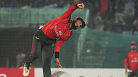 | Photo: X/BCBtigers : Bangladesh's Rishad Hossain in action during the T20I match against West Indies in Chattogram on October 27, 2025.