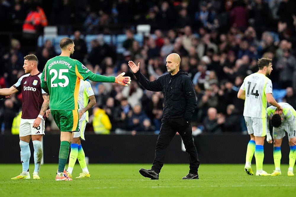 Britain soccer Premier League 2025-26 Aston Villa vs Manchester City_Pep Guardiola 