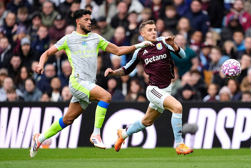 Britain soccer Premier League 2025-26 Aston Villa vs Manchester City_Matheus Nunes 