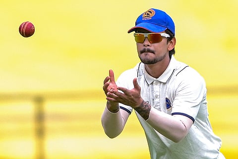 Jharkhand's captain Ishan Kishan during the fourth day of the Ranji Trophy match between Vidarbha and Jharkhand at VCA Stadium, in Nagpur, Maharashtra.