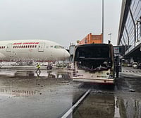 PTI : The bus, used to transport passengers within the airport premises, sustained damage in the incident. 