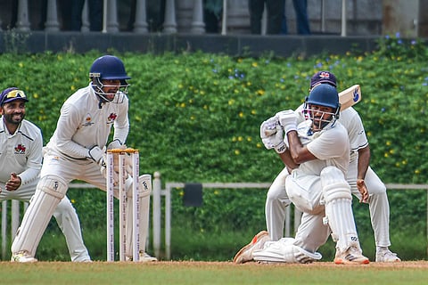 Chhattisgarh's Aayush Pandey plays a shot on the fourth and last day of the Ranji Trophy 2025-26 cricket match between Mumbai and Chhattisgarh, in Mumbai.