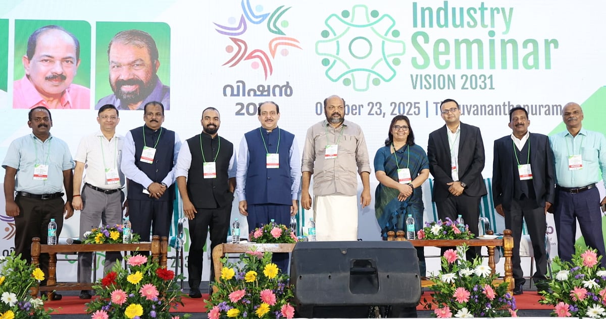 Minister P Rajeeve with other guests at the Industry Seminar Vision 2031