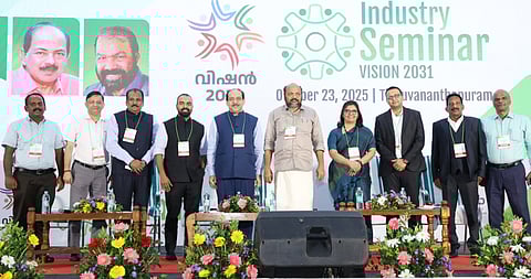 Minister P Rajeeve with other guests at the Industry Seminar Vision 2031