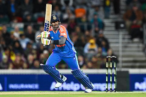 Suryakumar Yadav of India bats during the T20 cricket international between India and Australia in Canberra, Australia.