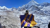 Kolkata Knight Riders Superfan Hoists Team Flag At Everest Base Camp Special Arrangement : Kolkata Knight Riders superfan Ashok Chakraborty reached Everest Base Camp on October 19.