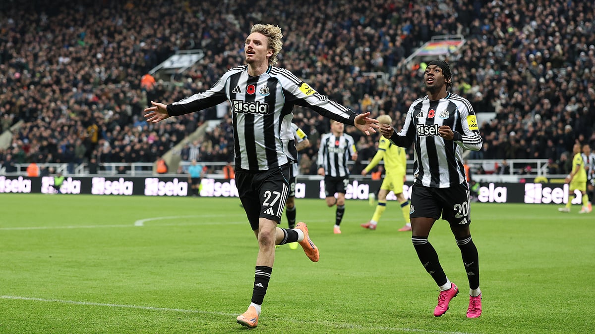 Nick Woltemade celebrates his goal for Newcastle United in the EFL Cup 2025-26 fourth round match against Tottenham Hotspur.