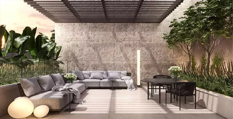 A luxurious rooftop terrace