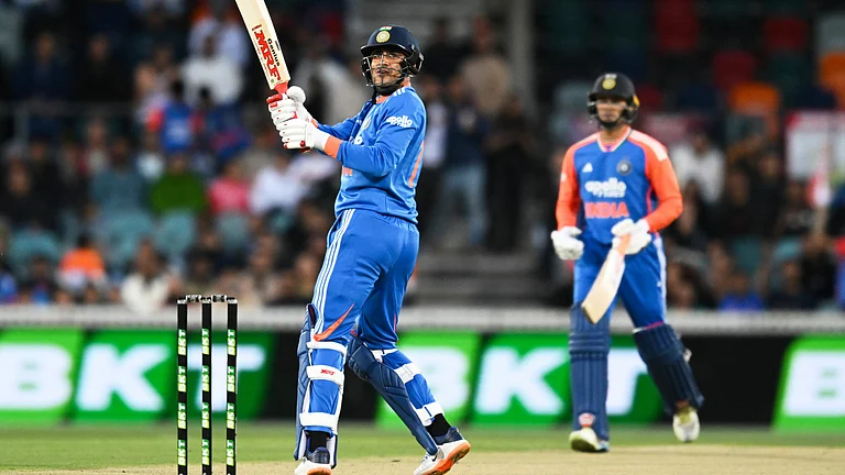 Shubman Gill of India bats during the T20 cricket international between India and Australia in Canberra, Australia, Wednesday, Oct. 29, 2025. - | Photo: AAPImage/Lukas Coch via AP