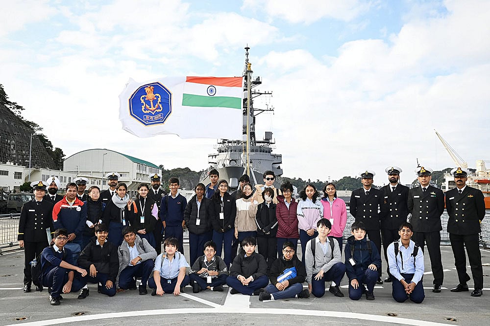 Students visit INS Sahyadri in Japan